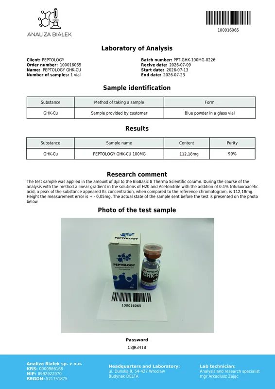 GHK-Cu 100 mg – koper-tripeptide (Gly-His-Lys) voor onderzoek – afbeelding 2