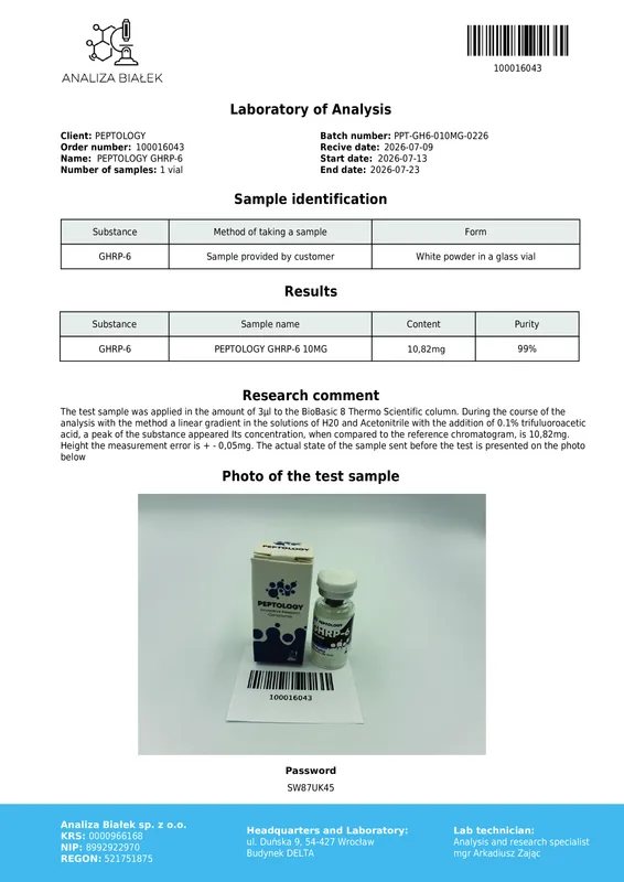 GHRP-6 10 mg – Ghreline-mimeticum (GHS-R1a-agonist) voor onderzoek – afbeelding 2