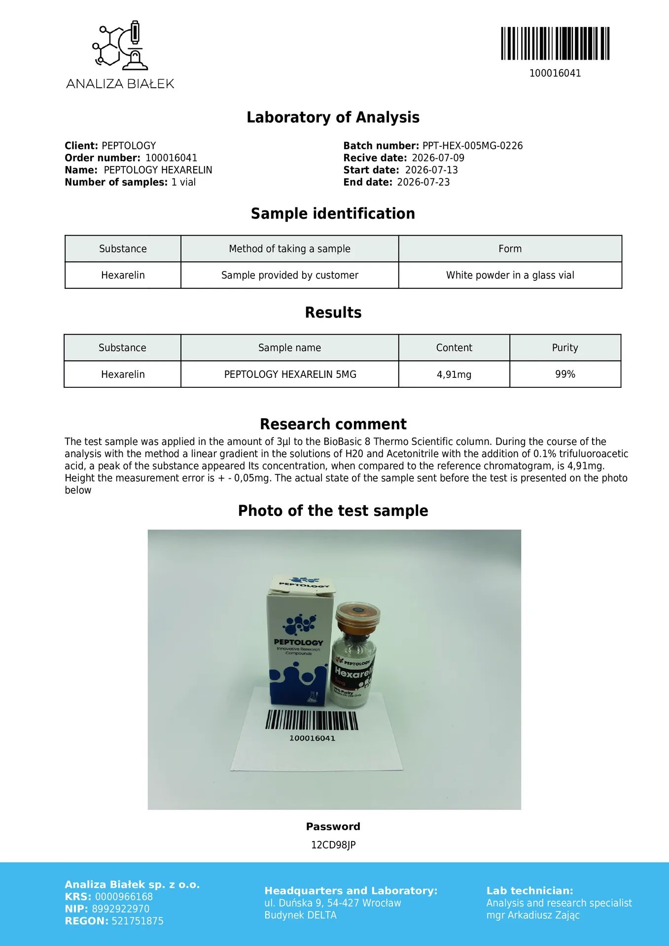 Hexarelin 5 mg – GH-secretagoog (GHS-R1a-agonist) voor onderzoek – afbeelding 2