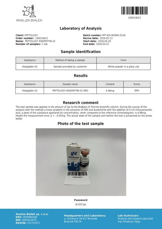 Kisspeptin-10 5 mg/10 mg – Peptide-regulator van de hormonale as (GnRH-stimulator) – afbeelding 2