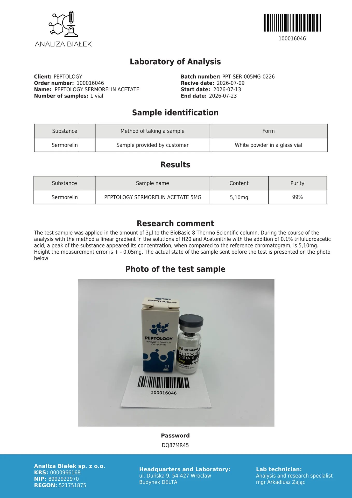Sermorelin Acetate 5 mg – Groeihormoonstimulator (GHRH) – afbeelding 2